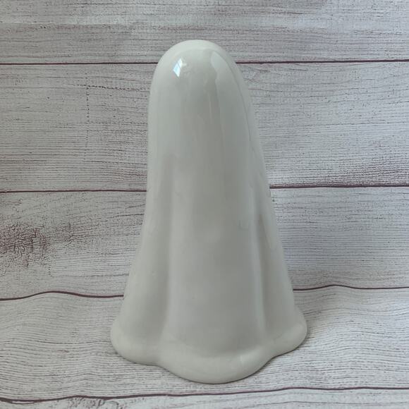 White Halloween Blushing Ghost with Rosy Cheeks Ceramic 8 1/2"H - Picture 3 of 11